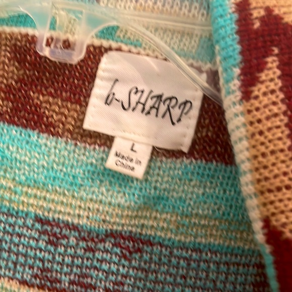 B Sharp Aztec Draped Cardigan Size Large - Picture 13 of 15